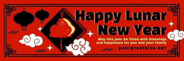 Happy Lunar New Year Greeting Template for Twitter Header