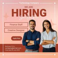 Peach Modern We are Hiring Linkedin Post Template