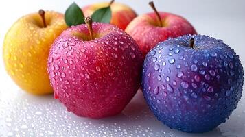 ai generado ver de hermosa delicioso Fresco Fruta y vistoso manzanas en un blanco antecedentes foto