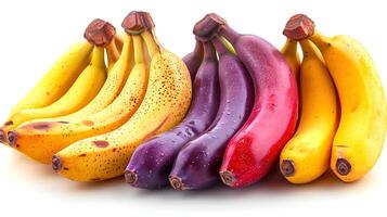 ai generado ver de delicioso Fresco Fruta y vistoso plátano en un blanco antecedentes foto