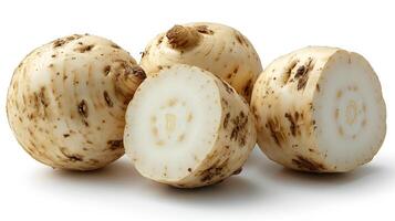 AI generated View of Delicious fresh Fruit Jicama on a white background photo