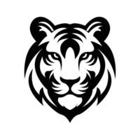 Black and white tiger head logo illustration design vector