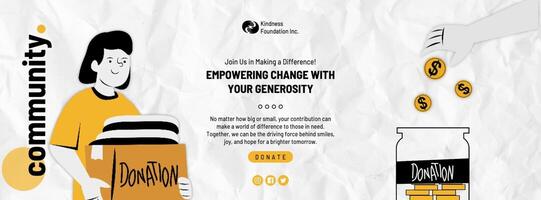 Yellow Black Illustration Charity Event Facebook Cover template