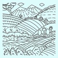 Village landscape doodle hand drawn vector