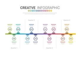 Infographic template for business. 12 Months modern Timeline element diagram calendar. vector