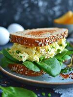 AI generated Delicious egg salad sandwich. photo