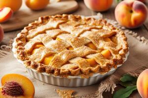 AI generated Traditional homemade peach pie photo