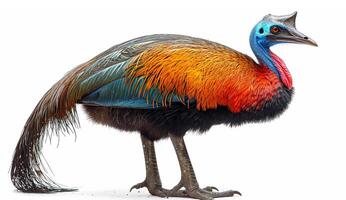 AI generated View of a Beautiful bird Cassowary's full body on a white background photo