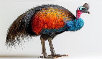 AI generated View of a Beautiful bird Cassowary's full body on a white background photo