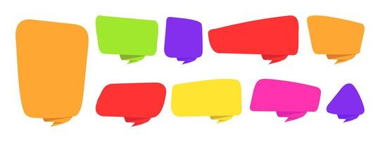 Set of colored speech bubbles. Say bubble text, cartoon chat, message box. Blank empty vector white speech bubbles.