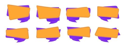 Frame for quotes, large set. Quote field icon. Text fields with quotes. Blank background for text with orange and purple colors. illustration vector