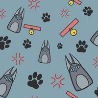 Upset cat with collar and paw half drop pattern vector