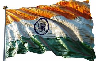 AI generated Beautiful view of the Indian flag with a white background photo