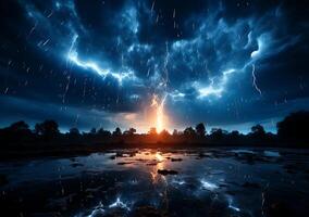 AI generated View of beautiful lightning from the sky in a kingdom photo