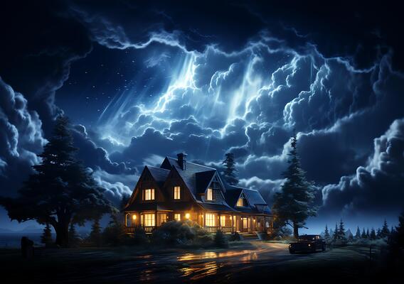 AI generated View of beautiful lightning from the sky in a kingdom