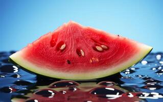 AI generated A piece of red watermelon which is a delicious fruit photo