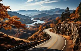 AI generated View of A romantic Blue Ridge Highway in a North Carolina Nikon style photo