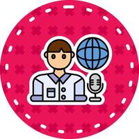 Broadcaster Line Filled Sticker Icon vector