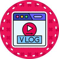 vlog línea lleno pegatina icono vector