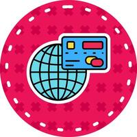 Global Line Filled Sticker Icon vector