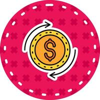 Dollar Line Filled Sticker Icon vector