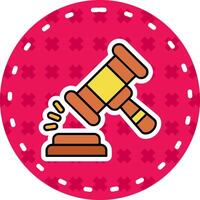 Gavel Line Filled Sticker Icon vector