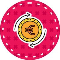 euro línea lleno pegatina icono vector