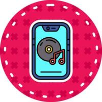 música jugador línea lleno pegatina icono vector