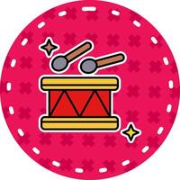 Drum Line Filled Sticker Icon vector