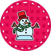 Snowman Line Filled Sticker Icon vector