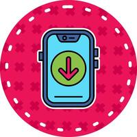 Down Line Filled Sticker Icon vector