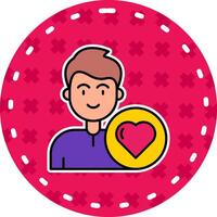 Heart Line Filled Sticker Icon vector