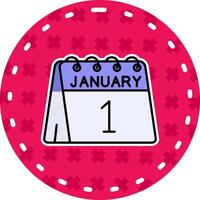 1st of January Line Filled Sticker Icon vector