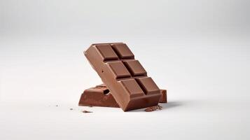 AI generated Close-up of a chocolate bar isolated on a white background. photo