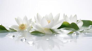 AI generated Lotus flower with water drops. photo