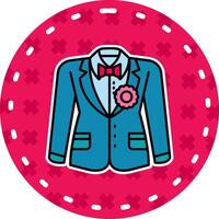 Groom suit Line Filled Sticker Icon vector