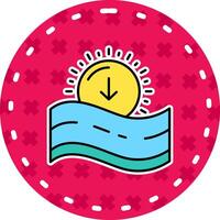 Sunset Line Filled Sticker Icon vector