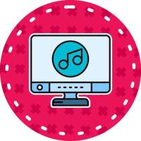 Music Line Filled Sticker Icon vector