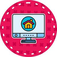 Home Line Filled Sticker Icon vector