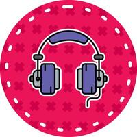 Headphone Line Filled Sticker Icon vector