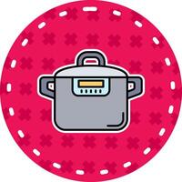 presión Horno línea lleno pegatina icono vector