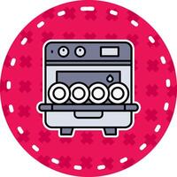 Dishwasher Line Filled Sticker Icon vector