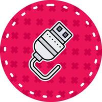 Usb Line Filled Sticker Icon vector
