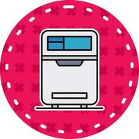 refrigerador línea lleno pegatina icono vector