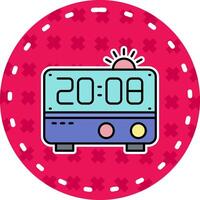 alarma reloj línea lleno pegatina icono vector