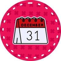 31st of December Line Filled Sticker Icon vector