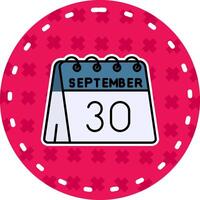 30th of September Line Filled Sticker Icon vector