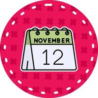 12th of November Line Filled Sticker Icon vector