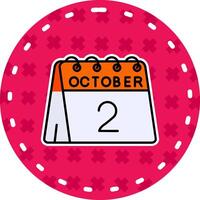 2nd of October Line Filled Sticker Icon vector
