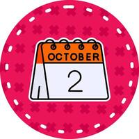 2do de octubre línea lleno pegatina icono vector